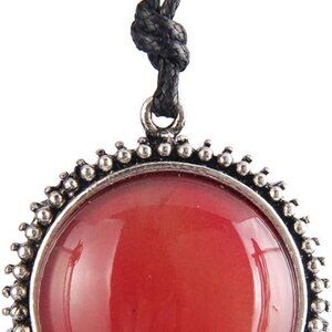 Handmade Bronze Color Multiple Ring Pendant Necklace Boho Style Long Leather Rop